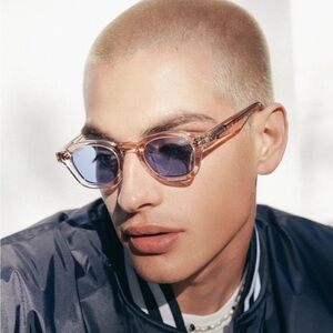 Stylish Transparent Sunglasses with Blue Lenses